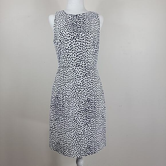 J‎ Crew Dress 6 Ivory Animal Print Basketweave Lined Sheath Knee Length Preppy - Picture 1 of 14